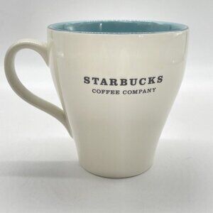 Starbucks Coffee Tea Cups Mug 13 Oz 2007 Coffee Company Spellout Blue Inside